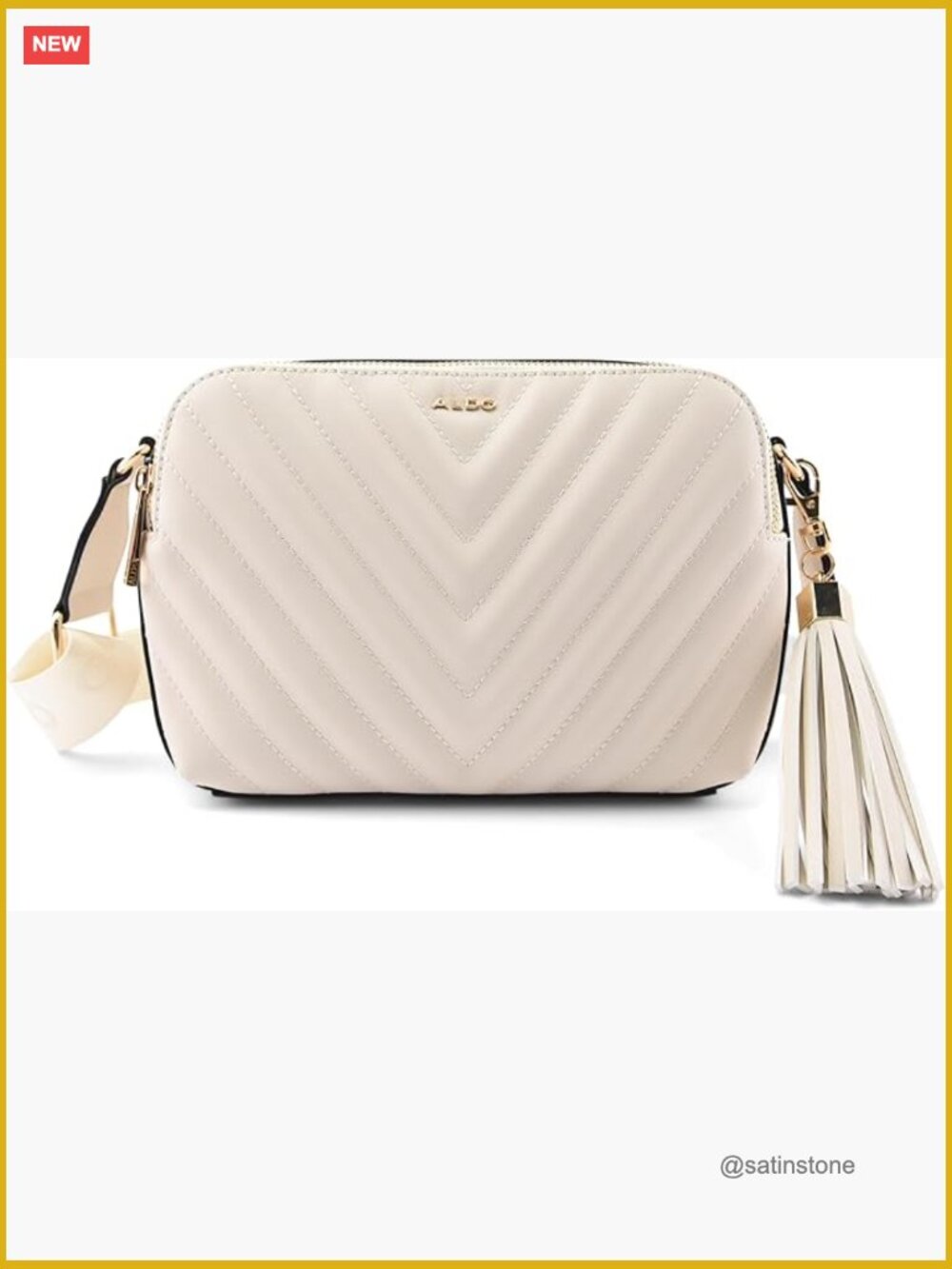 Polyurethane Crossbody Bag with 3 Compartments, Shoulder Strap